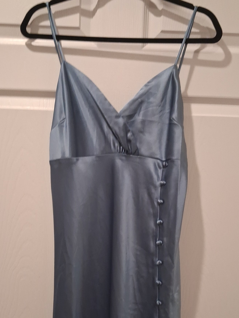 Womens Silky Light Blue Satin Dress